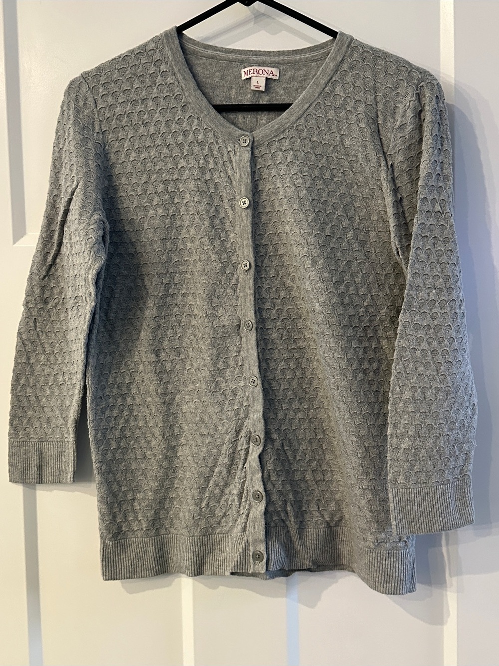 Merona Women’s 3/4 sleeve knit cardigan gray size large